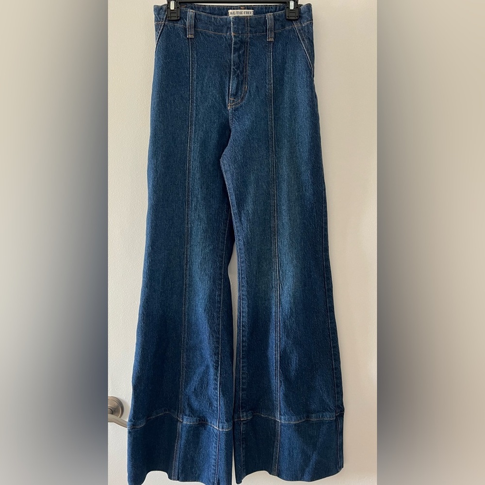 We The Free Ryla A-Line Flare Jeans High Rise Wide Leg Belted Size 26 - Picture 6 of 16